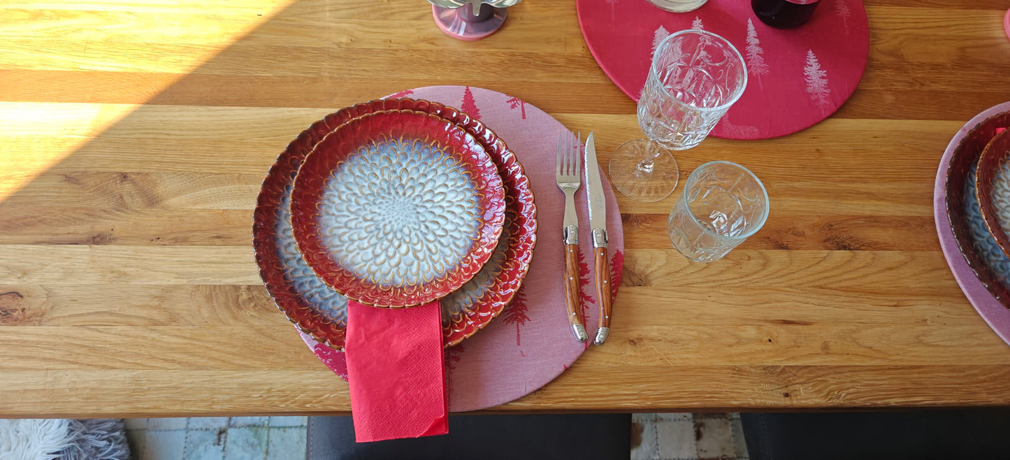 Tischset Natal na Serra – 4 Stück - Wendbares Design, Ø 35 cm