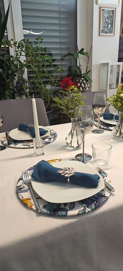 Tischset Jardim de Búzio – 6 Stück - Wendbares Design, Ø 35 cm