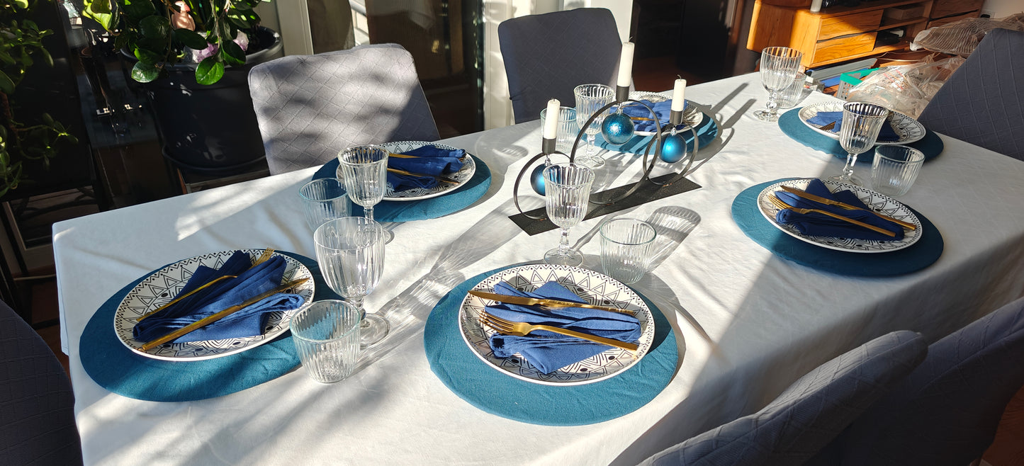 Tischset Jardim de Búzio – 6 Stück - Wendbares Design, Ø 35 cm