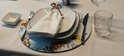 Tischset Beija-Flor cinza – 6 Stück - Wendbares Design, Ø 35 cm