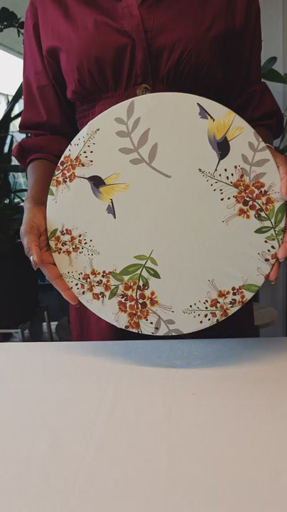 Tischset Beija-Flor cinza – 6 Stück - Wendbares Design, Ø 35 cm